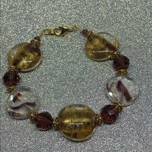 Beautiful purple and golden glass bracelet